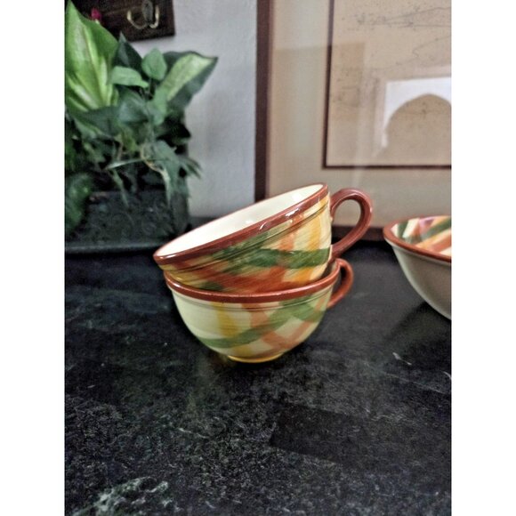 Vernonware Homespun Plaid Set – 4 Cups, Butter Dish & Divided Dish Vintage - Picture 5 of 8